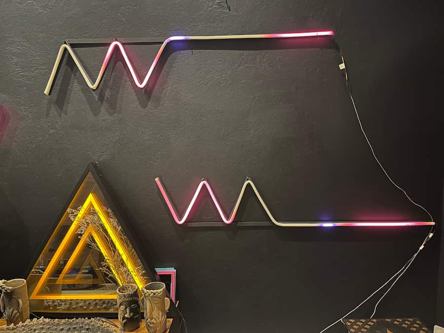 Neon lines on wall